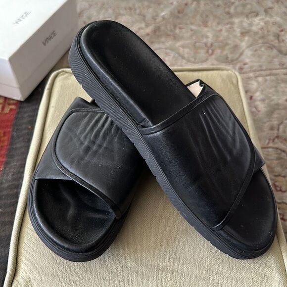 Helmut Lang slides. Black leather. - Picture 7 of 8